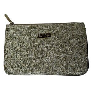 Lilly Pulitzer Gold Glittery Textured Zip Clutch / Cosmetic Pouch